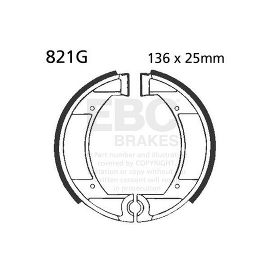 Brzdové čeľuste -sada EBC 821G drážkovaný