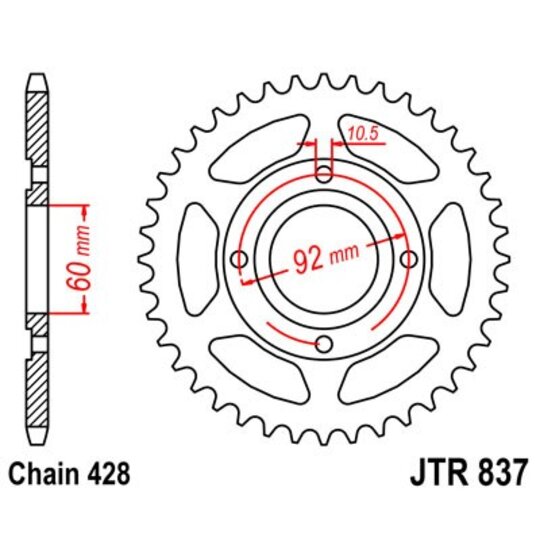 Reťazová rozeta JT JTR 837-39 39T, 428