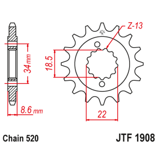 Reťazové koliečko JT JTF 1908-14 14T, 520