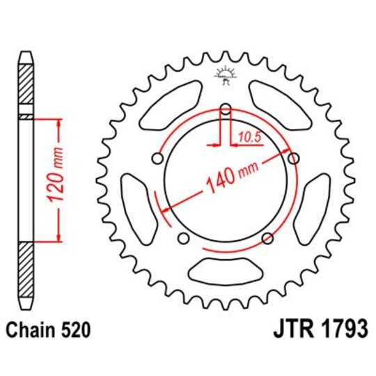 Reťazová rozeta JT JTR 1793-45 45T, 520