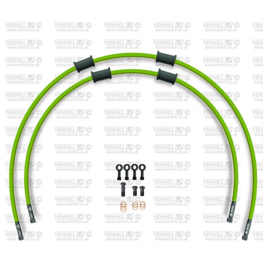 Hadica zadnej brzdy Venhill POWERHOSEPLUS DUC-9005RB-GR (2 hadice v sade) zelené hadice, čierne koncovky