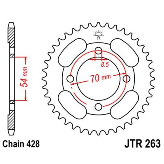 Reťazová rozeta JT JTR 263-45 45T, 428