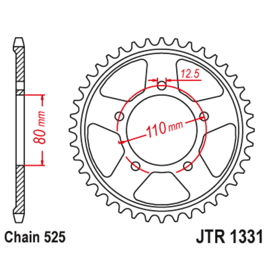 Reťazová rozeta JT JTR 1331-42ZBK 42T, nt((525) čierny zinok