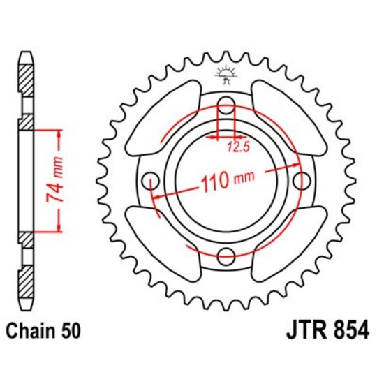 Reťazová rozeta JT JTR 854-43 43T, 530
