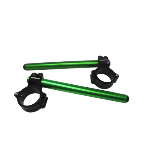 Aluminium-forged clip-ons ACCOSSATO with metal clamp composed of 2 half-rings 10 degrees inclination, green