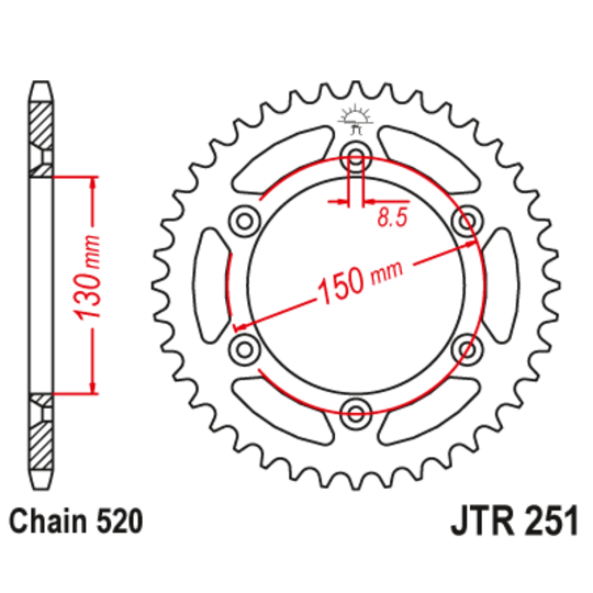 Reťazová rozeta JT JTR 251-46 46T, 520