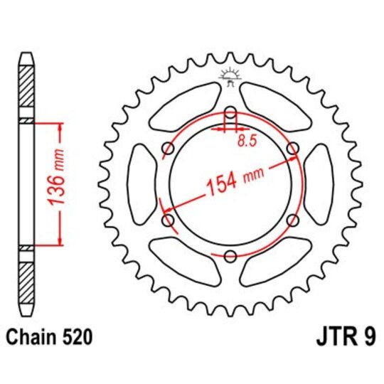 Reťazová rozeta JT JTR 9-47 47T, 520