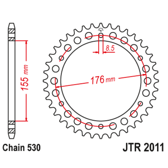Reťazová rozeta JT JTR 2011-42ZBK 42T, 530 čierny zinok