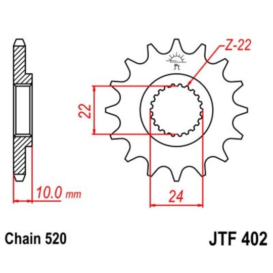 Reťazové koliečko JT JTF 402-14 14T, 520