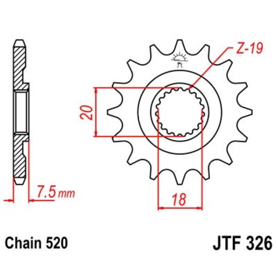 Reťazové koliečko JT JTF 326-14 14T, 520