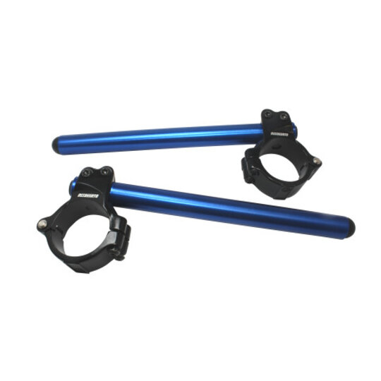 Aluminium-forged clip-ons ACCOSSATO with metal clamp composed of 2 half-rings 10 degrees inclination, blue