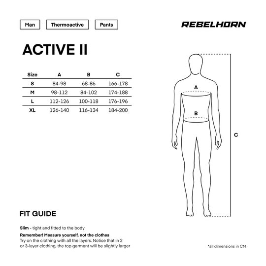 Rebelhorn - termo active ii pánske nohavice / čierne - Active2man4