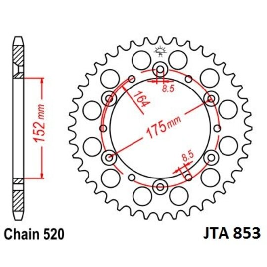 Hliníková reťazová rozeta JT JTA 853-50 50T, 520