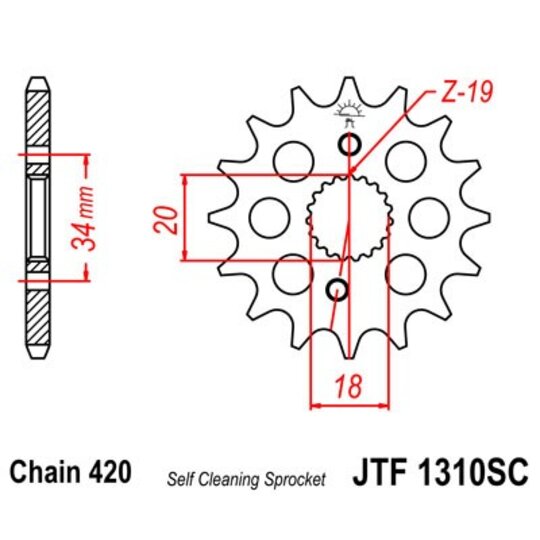 Reťazové koliečko JT JTF 1310-15SC 15T, 420 Samočistiace ľahké