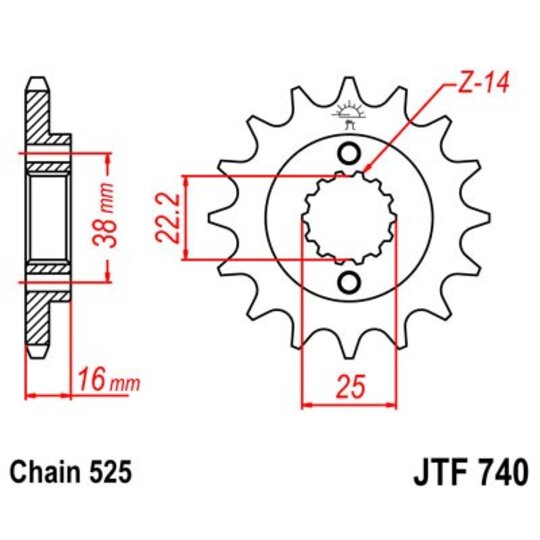 Reťazové koliečko JT JTF 740-16 16T, 525
