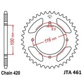 Hliníková reťazová rozeta JT JTA 461-50 50T, 420
