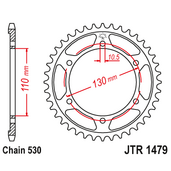 Reťazová rozeta JT JTR 1479-42ZBK 42T, 530 čierny zinok