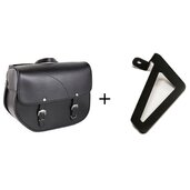 Kožená sedlová brašňa CUSTOMACCES SANT LOUIS APS011N čierna pravý, s kovovou základňou na pravej strane a pravou montážnou sadou