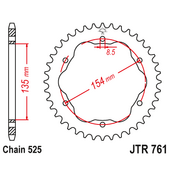 Reťazová rozeta JT JTR 761-38 38T, 525