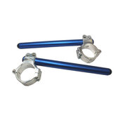 Aluminium-forged clip-ons ACCOSSATO with metal clamp composed of 2 half-rings 10 degrees inclination, blue