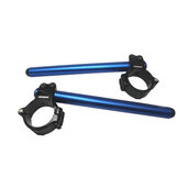 Aluminium-forged clip-ons ACCOSSATO with metal clamp composed of 2 half-rings 10 degrees inclination, blue