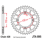 Hliníková reťazová rozeta JT JTA 895-47ORG 47T, 428 pomarančová