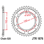 Reťazová rozeta JT JTR 1876-44ZBK 44T, 525 čierny zinok