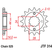 Reťazové koliečko JT JTF 314-16RB 16T, 525 pogumované