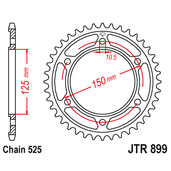 Reťazová rozeta JT JTR 899-42ZBK 42T, 525 čierny zinok