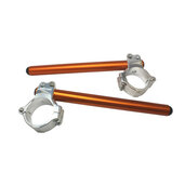 Aluminium-forged clip-ons ACCOSSATO with metal clamp composed of 2 half-rings 10 degrees inclination, orange