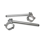 Aluminium-forged clip-ons ACCOSSATO with metal clamp composed of 2 half-rings 10 degrees inclination, silver