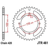 Reťazová rozeta JT JTR 461-52 52T, 420