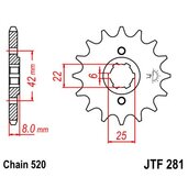 Reťazové koliečko JT JTF 281-16 16T, 520