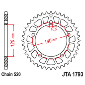 Hliníková reťazová rozeta JT JTA 1793-46BLK 46T, 520 čierna