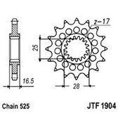 Reťazové koliečko JT JTF 1904-17RB 17T, 525 pogumované