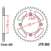 Reťazová rozeta JT JTR 895-49ZBK 49T, 428 čierny zinok