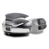 Vrchný kufor na motorku SHAD SH48 nový titán s operadlom, karbónovým poťahom a zámkom PREMIUM SMART