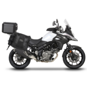 Kompletná sada sedlových brašní SHAD TERRA TR40 adventure a hliníkového vrchného kufra SHAD TERRA BLACK 48L vrátane montážnej sady SHAD SUZUKI DL 650 V-Strom