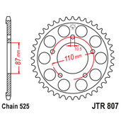 Reťazová rozeta JT JTR 807-48ZBK 48T, 525 čierny zinok