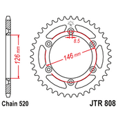 Reťazová rozeta JT JTR 808-49SC 49T, 520 Samočistiace ľahké