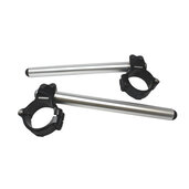 Aluminium-forged clip-ons ACCOSSATO with metal clamp composed of 2 half-rings 10 degrees inclination, silver