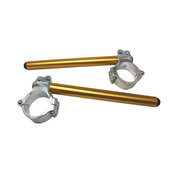 Aluminium-forged clip-ons ACCOSSATO with metal clamp composed of 2 half-rings 10 degrees inclination, gold