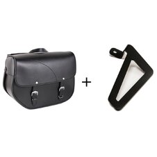 Kožená sedlová brašňa CUSTOMACCES SANT LOUIS APS011N čierna pravý, s kovovou základňou na pravej strane a pravou montážnou sadou