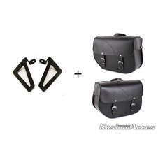 Kožená sedlová brašňa CUSTOMACCES SANT LOUIS APS002N čierna pár, s univerzálnou podporou