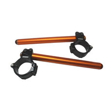 Aluminium-forged clip-ons ACCOSSATO with metal clamp composed of 2 half-rings 10 degrees inclination, orange