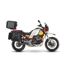 Kompletná sada bočných adventure vakov SHAD TERRA TR40 a hliníkového 55 L vrchného kufru ,vrátane montážnej sady SHAD MOTO GUZZI V85TT