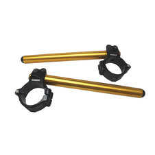 Aluminium-forged clip-ons ACCOSSATO with metal clamp composed of 2 half-rings 10 degrees inclination, gold