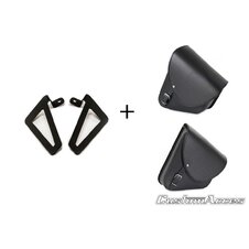 Kožená sedlová brašňa CUSTOMACCES BARCELONA APB002N čierna pár, s univerzálnou p