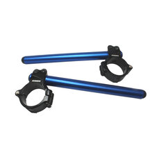 Aluminium-forged clip-ons ACCOSSATO with metal clamp composed of 2 half-rings 10 degrees inclination, blue