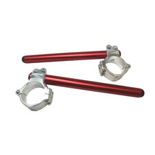 Aluminium-forged clip-ons ACCOSSATO with metal clamp composed of 2 half-rings 10 degrees inclination, red